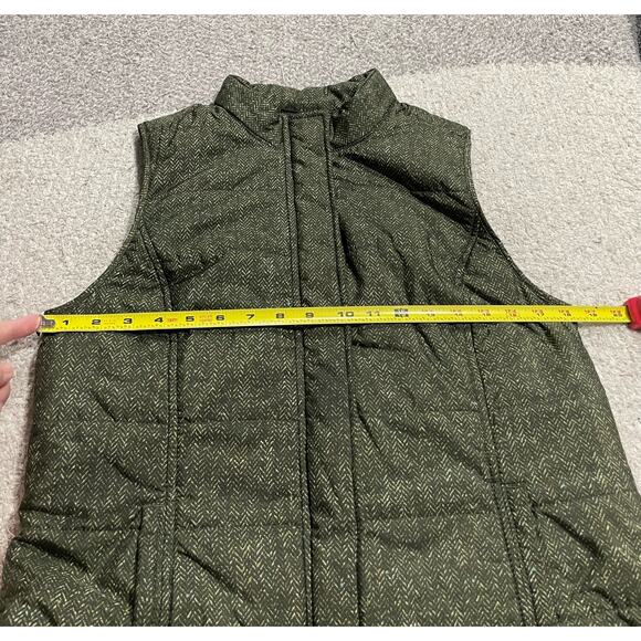 J. Jill Quilted Puffer Vest Womens SP Small Petite Herringbone Insulated Green - Picture 3 of 11